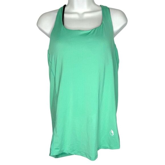 Built-In Bra Teal Drape Back Workout Tank Top with Strappy Back – Size Medium - Picture 2 of 13